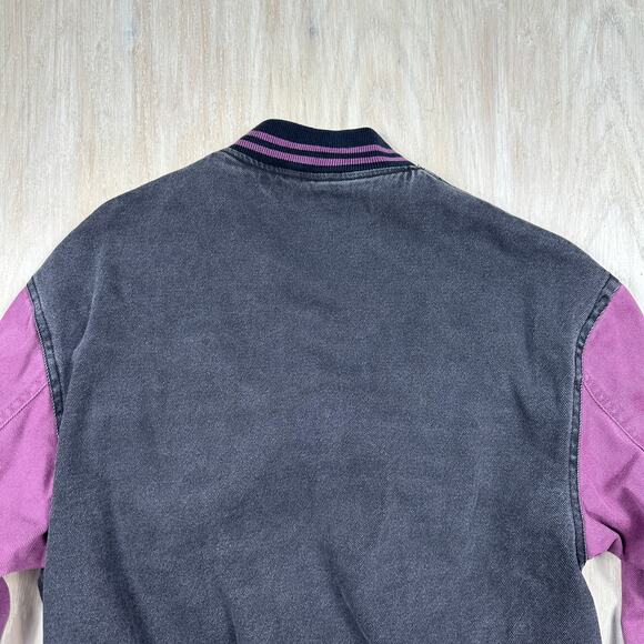 BDG Colorblock Varsity Black & Purple Long Sleeve Snap Front Bomber Jacket Small - Picture 12 of 12